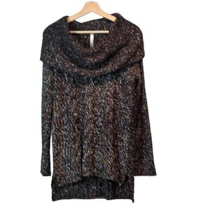 Kensie Shawl Neck Cable Knit Tunic Sweater Black Size Small